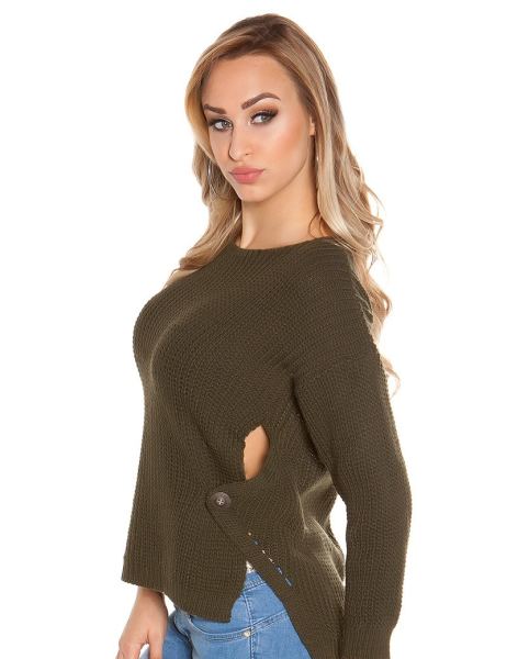 cosmoda-collection-trendy-koucla-hoog-laag-trui-met-ronde-hals-khaki-ai0000pu11-4(2795)