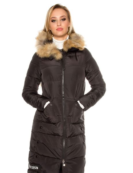 Cosmoda Collection Trendy winter mantel met capuchon zwart