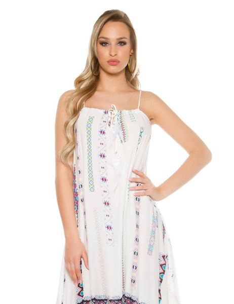 Cosmoda Collection Trendy zomerjurk asymmetrisch met print wit