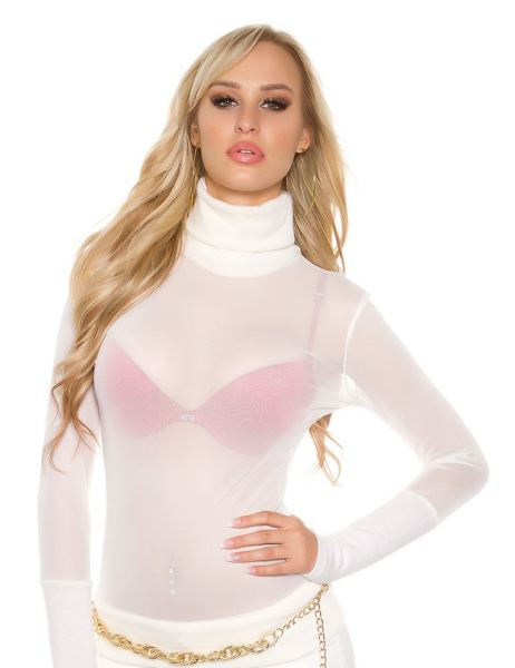 Koucla Sexy gaasstof col shirt kim k. look cremewit