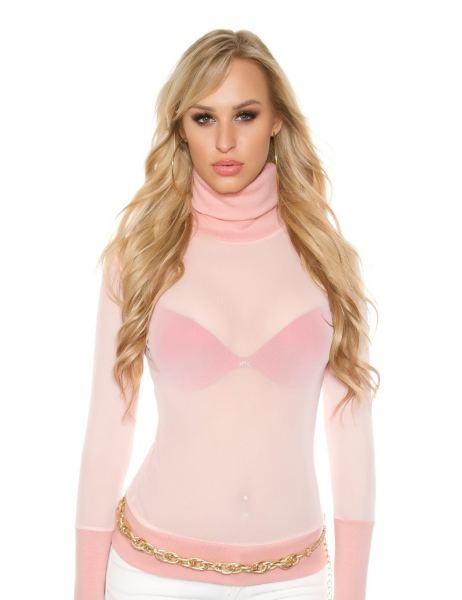 Koucla Sexy gaasstof col shirt kim k. look roze
