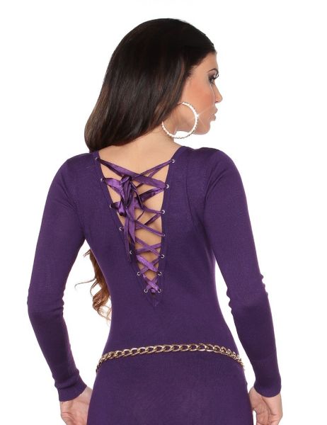 koucla-sexy-gebreide-jurk-open-rug-paars(2795)