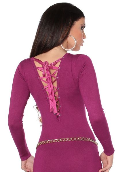 koucla-sexy-gebreide-jurk-open-rug-paars(3095)