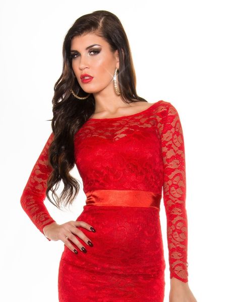 koucla-sexy-kanten-pencil-koker-jurk-rood(3995)