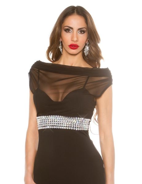 koucla-sexy-mini-jurkje-met-waterval-hals-gaasstof-en-steentjes-zwart-ai0000k91361-1(2795)