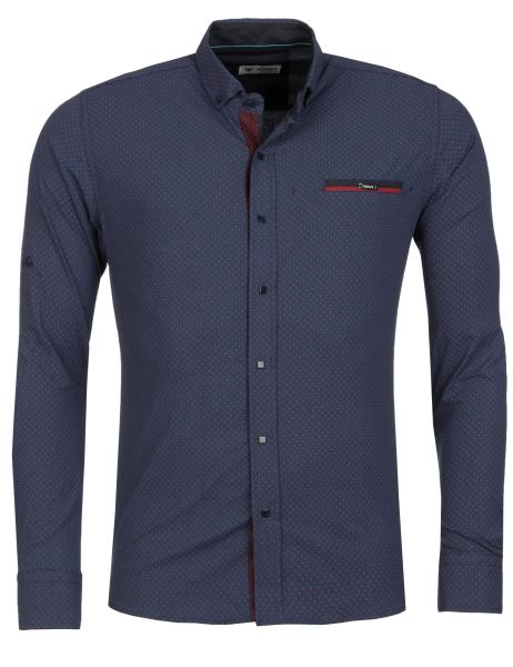  Overhemd marineblauw / rood