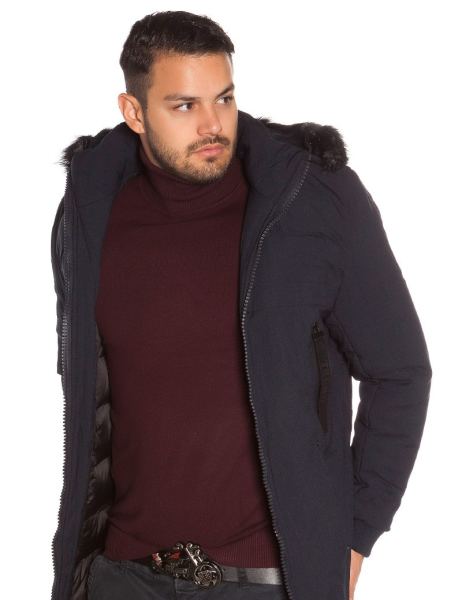 Cosmoda Collection Trendy Heren Winterjas Met Nep Bont Marineblauw Ai0000ct 1102 3
