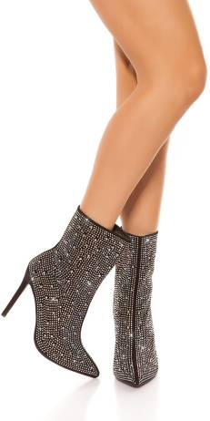 Cosmoda Collection Sexy feest uitgaans strass steentjes enkel laarzen zwart maat 41 40 39 38 37 36