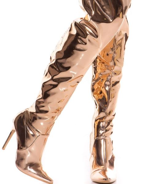 Cosmoda Collection Sexy Hoge Hak Overknee Laarzen Metallic Look Rose Ai0000j46 6 3