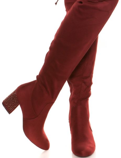 Cosmoda Collection Sexy Overknee Laarzen Met Studs Gevoerd Bordeaux
