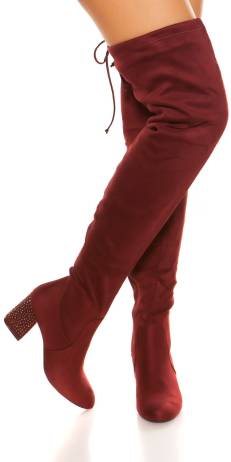 Cosmoda Collection Sexy overknee laarzen met studs & gevoerd bordeaux maat 40 41 36 37 38 39