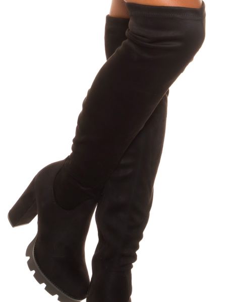 Cosmoda Collection Sexy Plateau Overknee Laarzen Suede Look Zwart Ai0000sh523 3