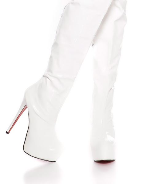 Cosmoda Collection Sexy Platform Overknee Laarzen Patent Leder Look Wit Ai0000m6202 15 3