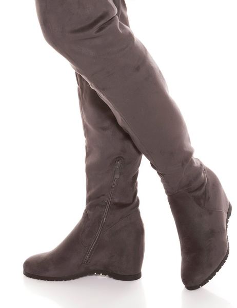 Cosmoda Collection Trendy Overknee Laarzen Sleehak Met Strik Grijs Ai0000168 139 2