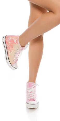 Cosmoda Collection Trendy sneakers met pailletten die van kleur veranderen roze maat 41 40 39 38 37 36