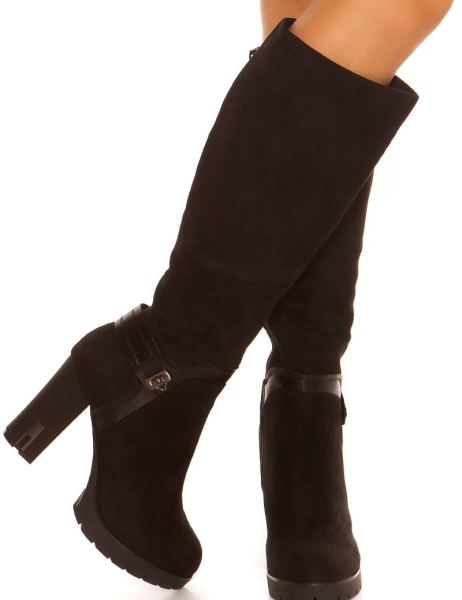 Cosmoda Collection Trendy Suede Look Boots Blokhak Zwart Ai0000s3243 1