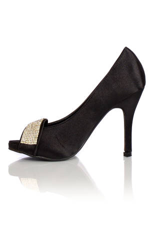 Muse Shoes Satijnen Avondschoenen Pumps Zwart Maat 36 37 38 39 40 41