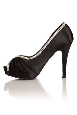 Muse Shoes Satijnen Avondschoenen Pumps Zwart Maat 36 37 38 39 40 41