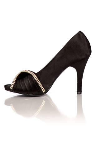 Muse Shoes Satijnen Avondschoenen Pumps Zwart Maat 36 37 38 39 40 41