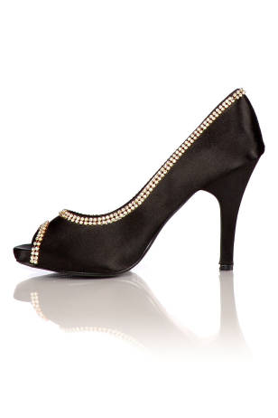 Muse Shoes Satijnen Avondschoenen Pumps Zwart Maat 36 37 38 39 40 41