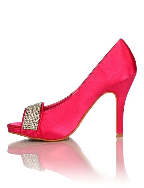 Stephan Satijnen Avondschoenen Pumps Fuchsiaroze