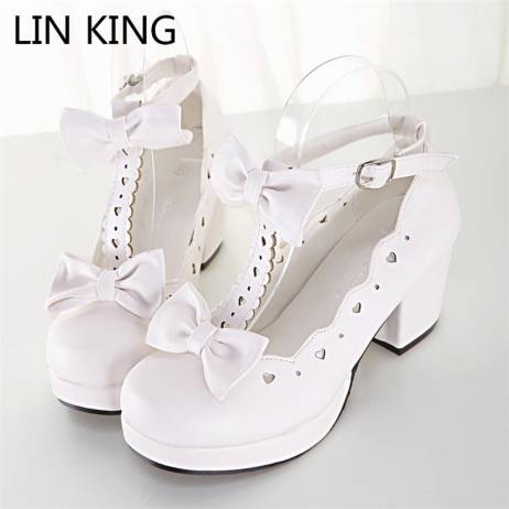LIN KING Women Mary Janes Pumps Cute Bowt...