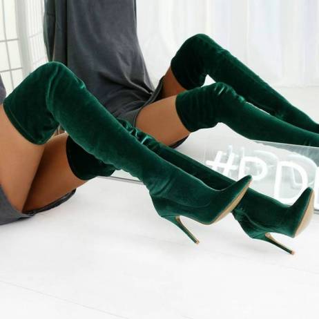 Faux Suede Slim Boots Sexy Over Knee High...