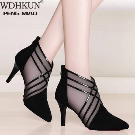 Mesh Lace Crossed Stripe Women Ladies Cas...