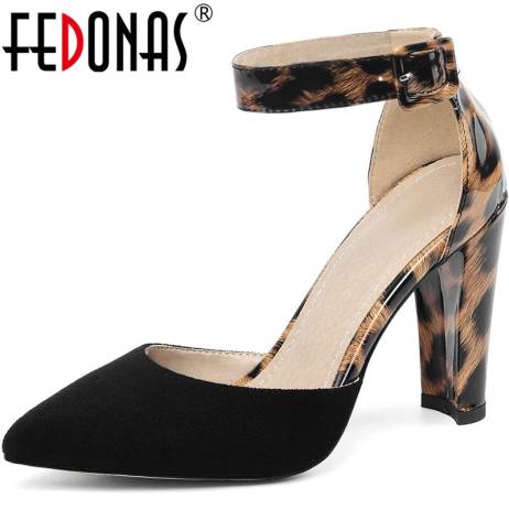 FEDONAS Sexy Metal Buckle Pointed Toe Wom...