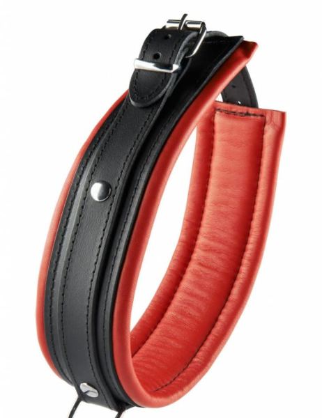 Leren Collar Halsband 5 Cm Rood Zwart 