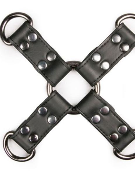 Zwarte kunstleren Hogtie - Bind enkels en polsen aan elkaar