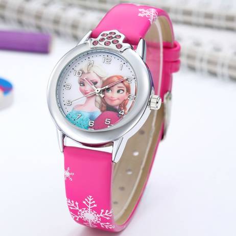 Elsa Watch Girls Elsa Princess Kids Cartoon Watches Children Girls Gifts Fashion Leather Quartz Wrist Watches Relogio Feminino