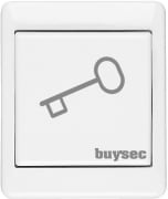 Åpneknapp - ELKO Hvit Innfellbar Lasergravert nøkkelsymbol og logo. Fjær