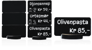 Plastkort - 3-delt svart matt til matvaremerking 100/pk