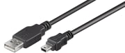 Kabel - Svart - USB 2.0; USB A plug, USB B mini plug 5m Kamera kabel