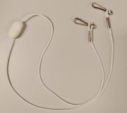 Lanyard - Cardkeep for munnbind, hvit, 70 cm. enkel karabink