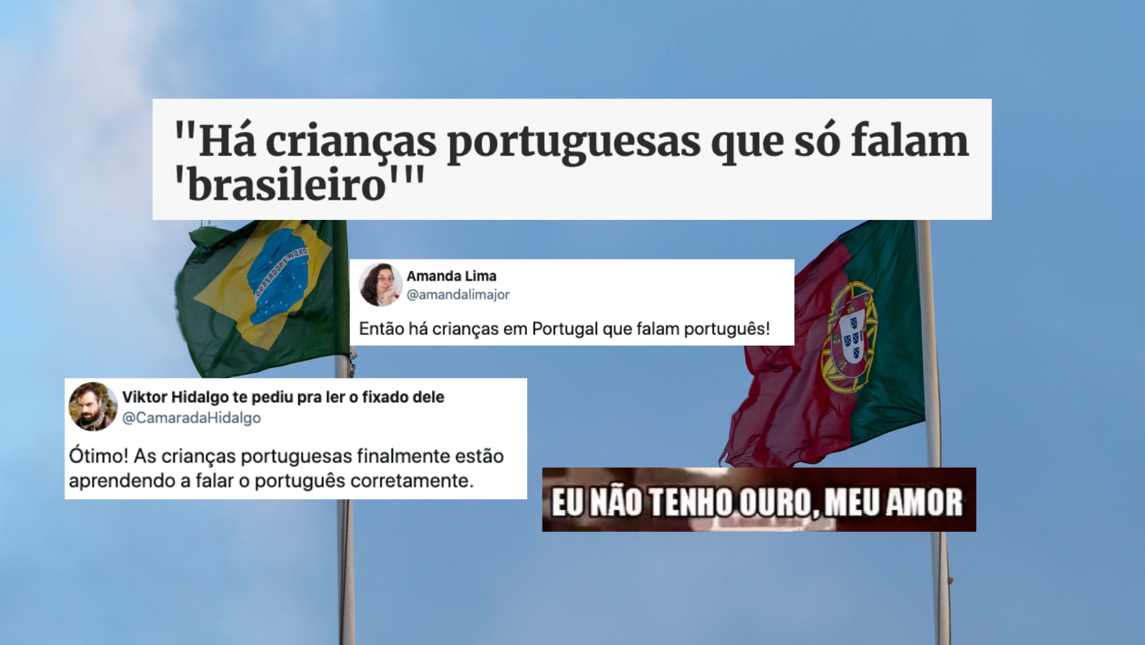 Bandeira do Brasil e de Portugal