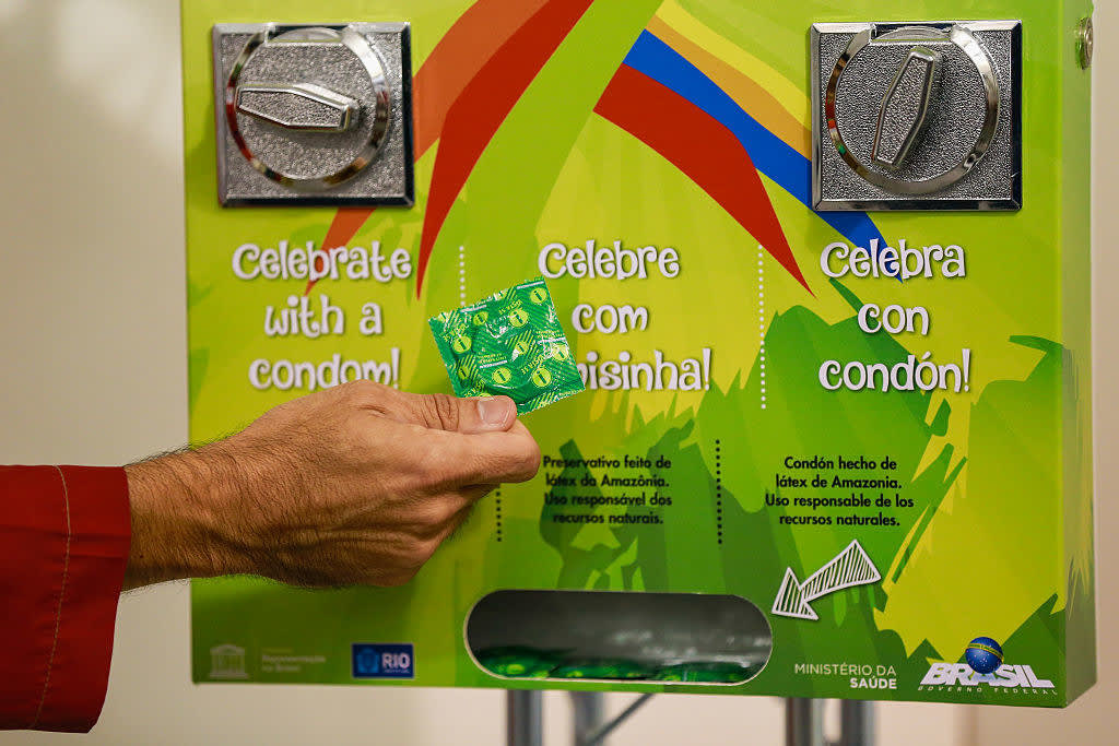 A condom dispenser at the Olympic Village