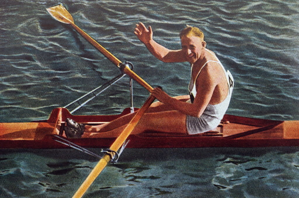 Henry in his boat during the 1932 Olympics