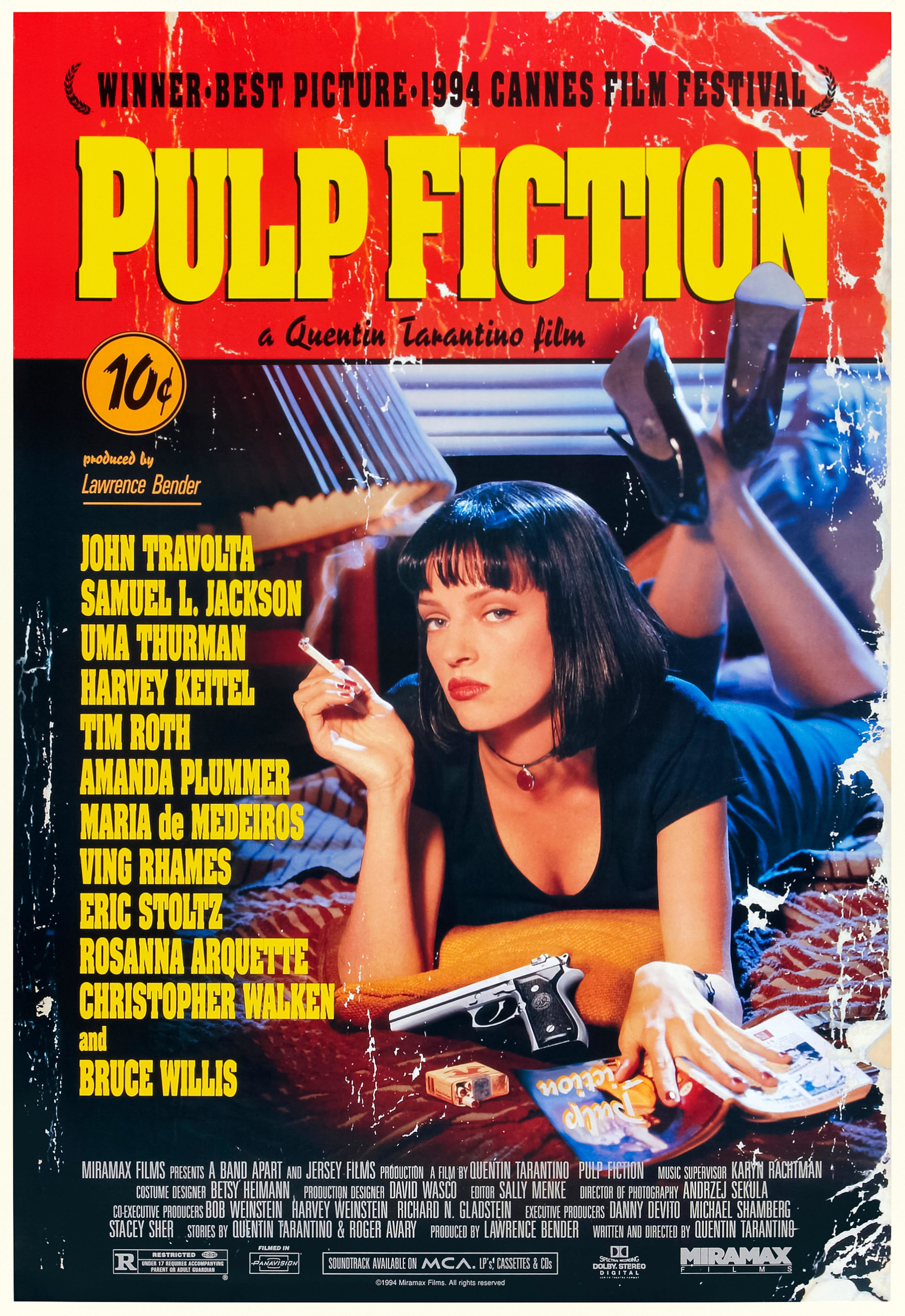 The theatrical poster of Uma Thurman in "Pulp Fiction"