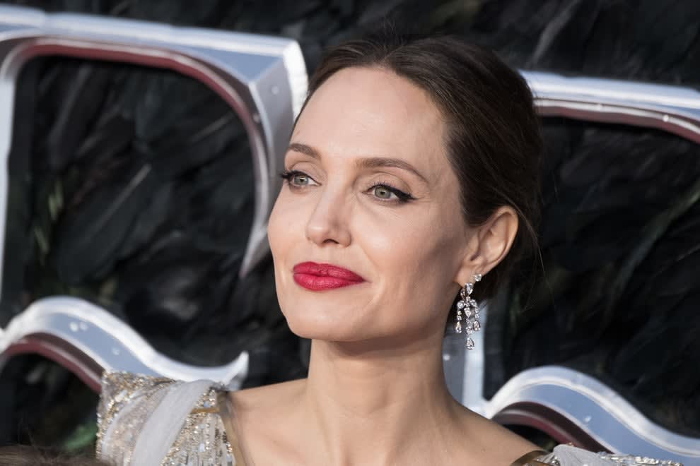 Angelina Jolie no lançamento de "Malévola: Dona do Mal" em 2019