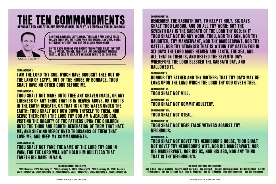 Fake Ten Commandments poster