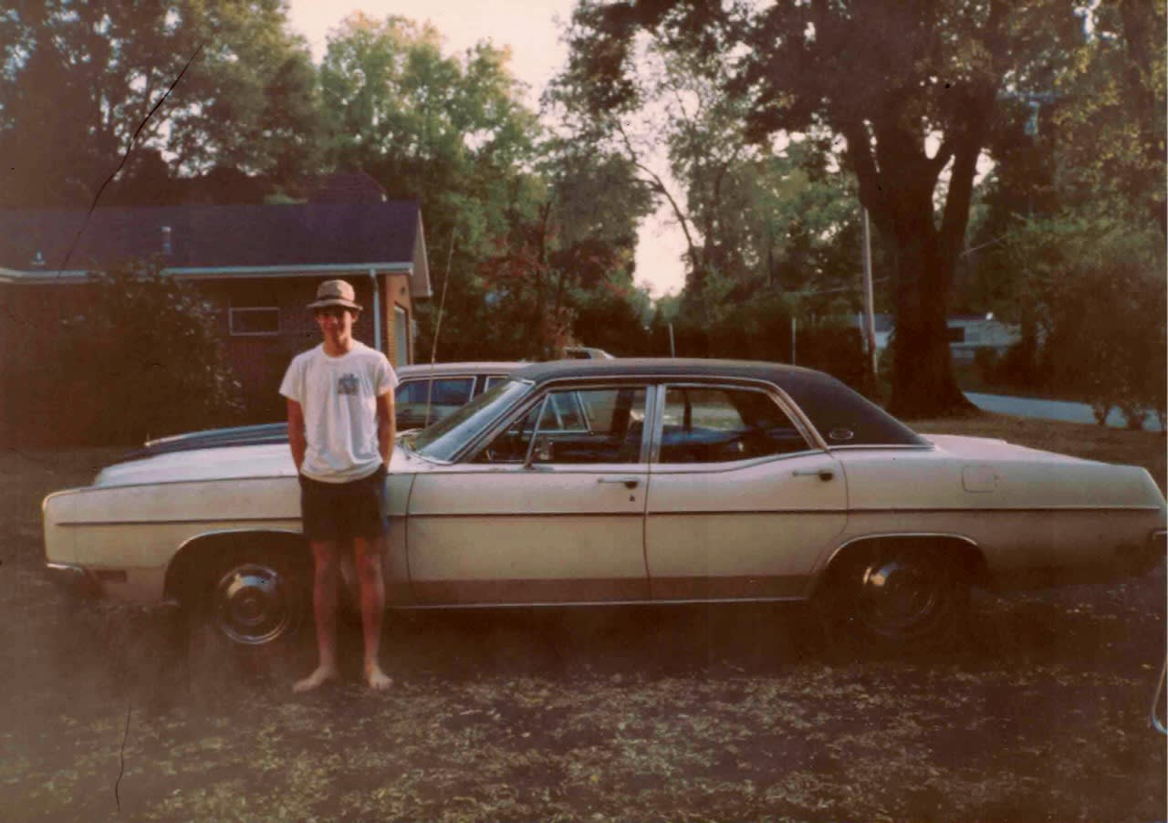 David Rhoden leaning on 1970 Ford LTD, Chattanooga, Tennessee.