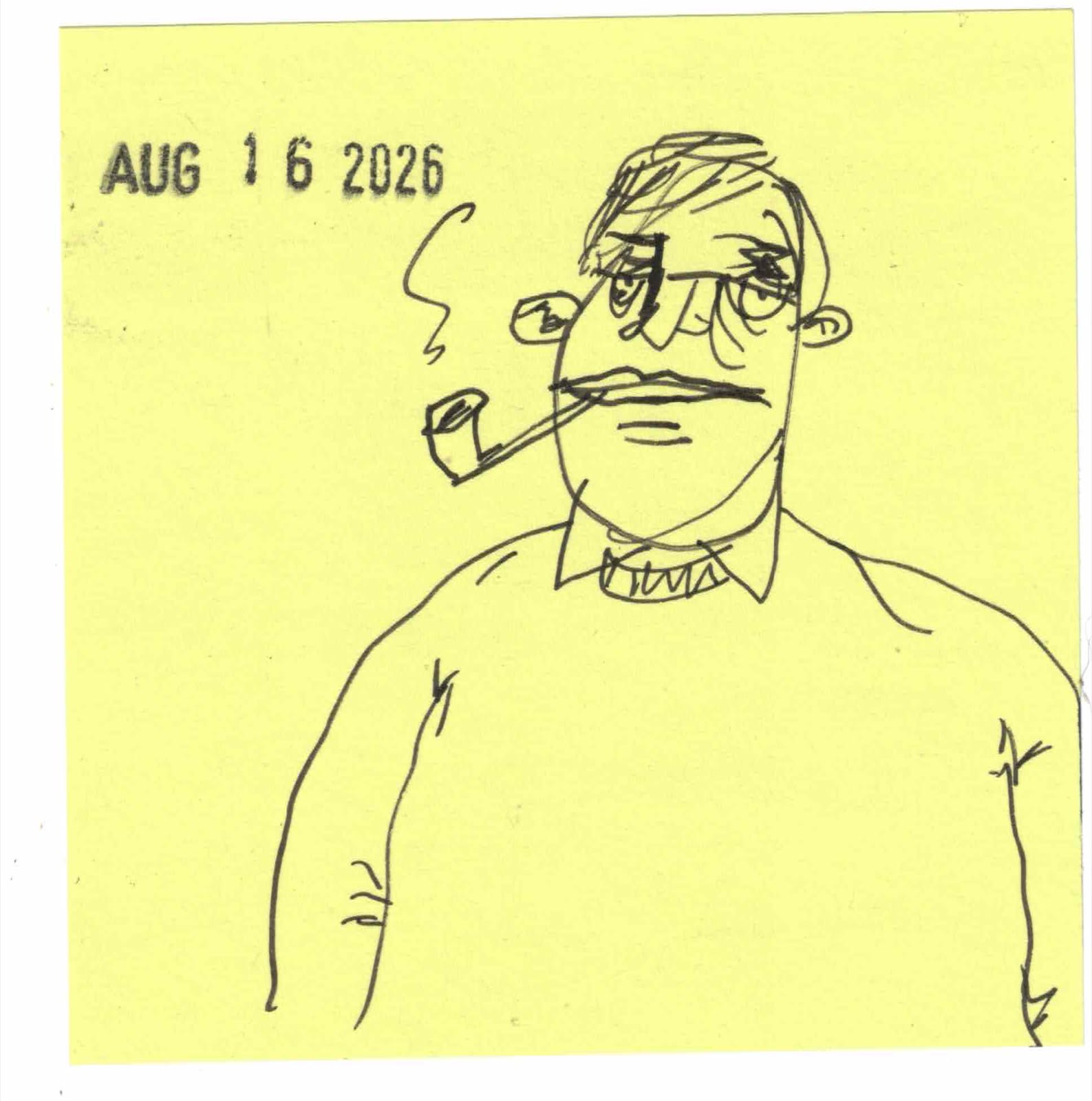 Daily drawing, August 16, 2026: Pipe smoker.
