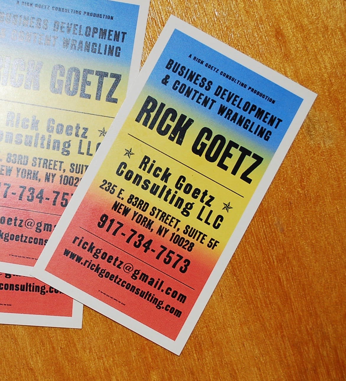 Business card design for a New York City music industry consultant by David Rhoden