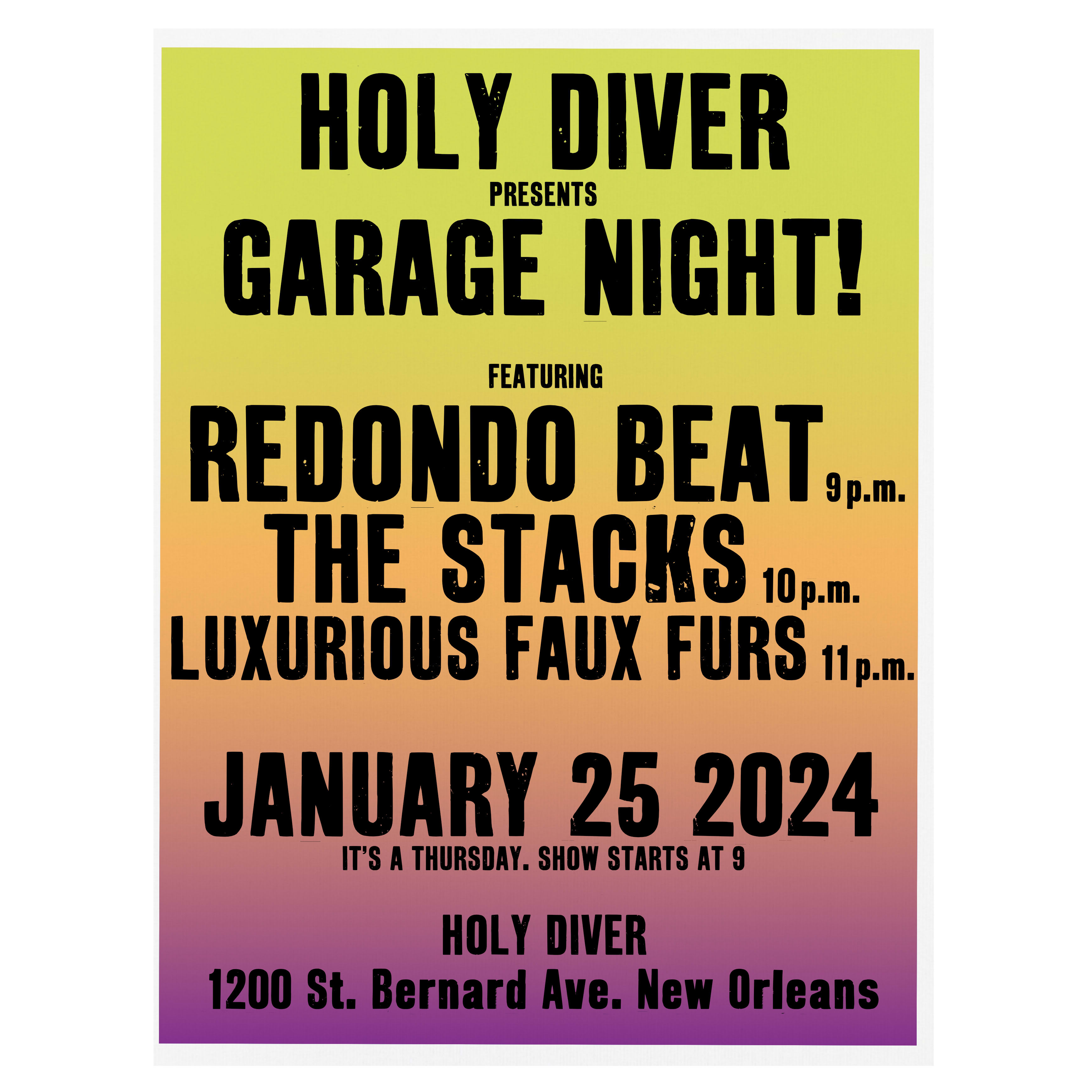 Show poster for Stacks at Holy Diver by David Rhoden
