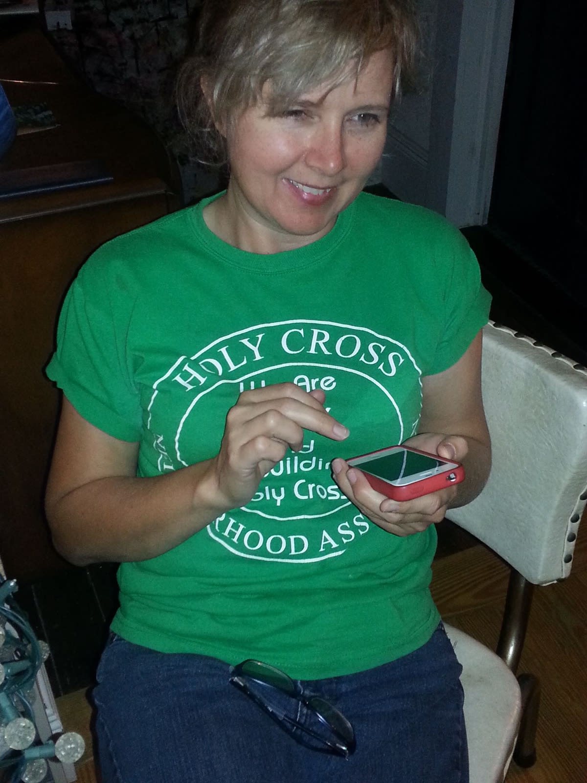 Gina wearing Holy Cross Neighborhood shirt Gina wearing Holy Cross Neighborhood shirt