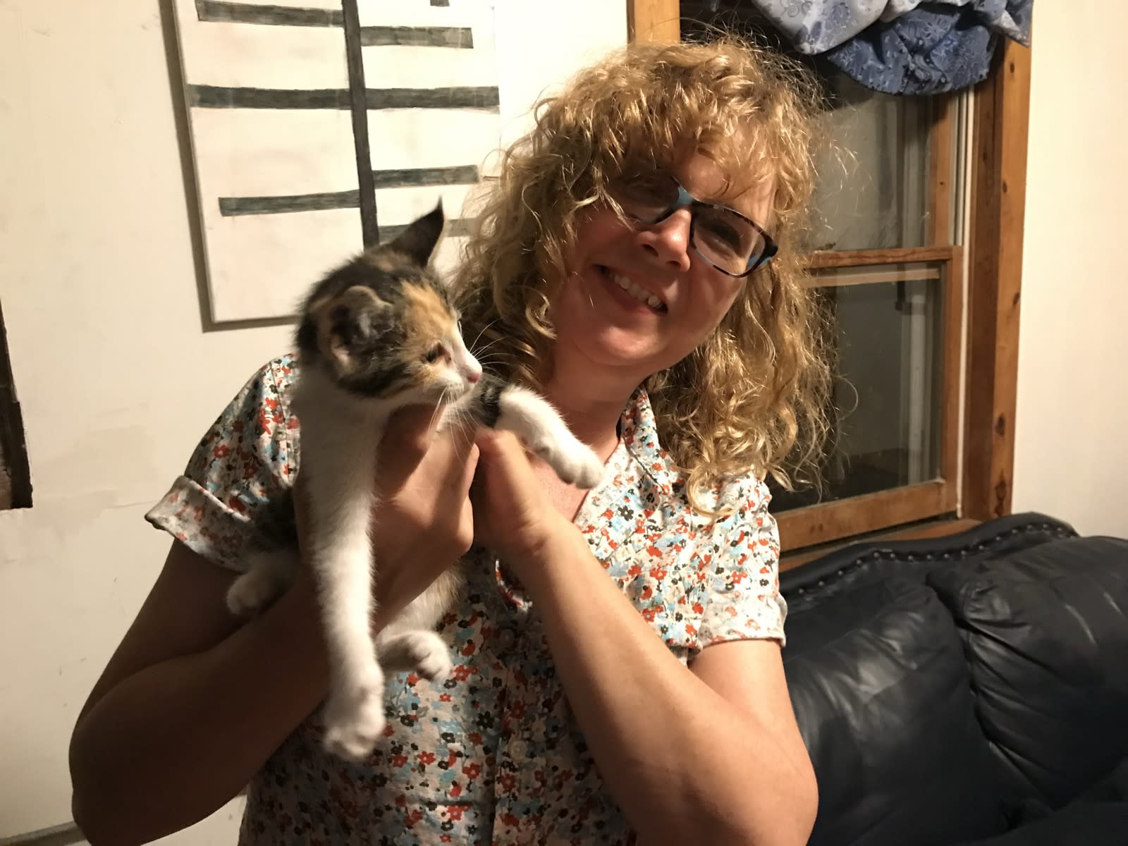 We took the bachelor out, and Gina found a kitten.