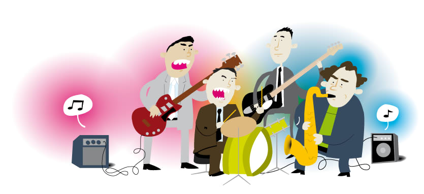 Album cover illustration for Jimmy and The Wolfpack by David Rhoden
