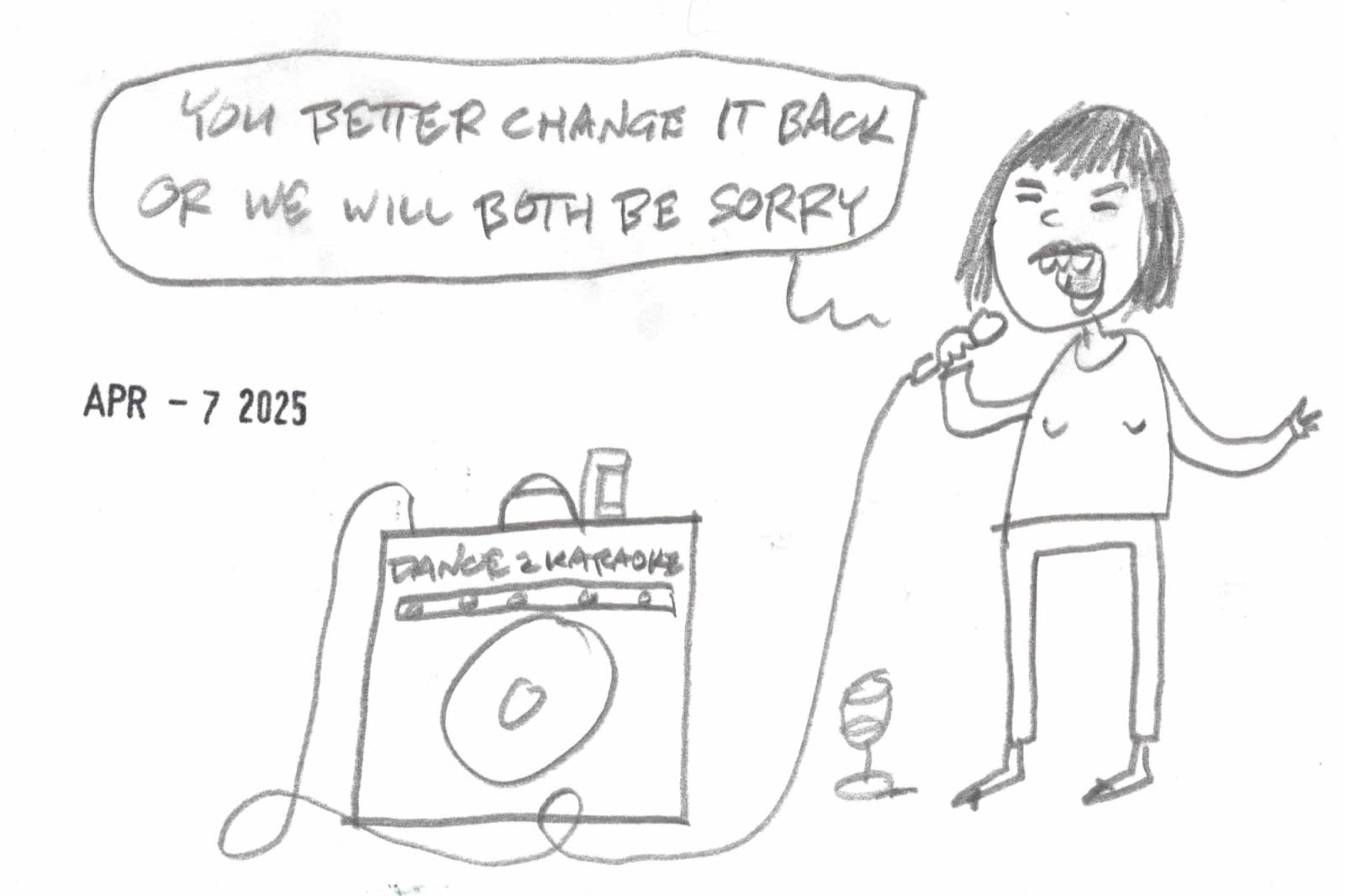 Drew a little karaoke hit by the Human League.